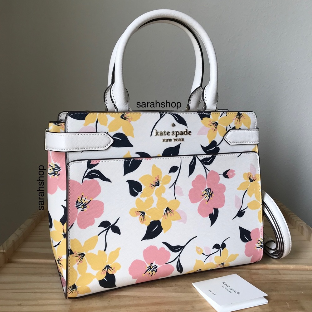 kate spade Floral Satchel in White, Pink & Yellow